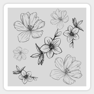 Spring flowers floral grey Sticker